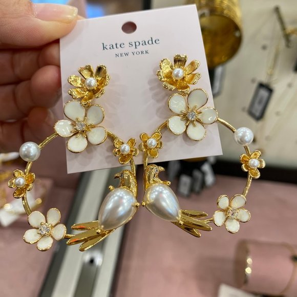 KB447★Kate Spade★Spring Scene Flower Hoop Earrings - Picture 2 of 3